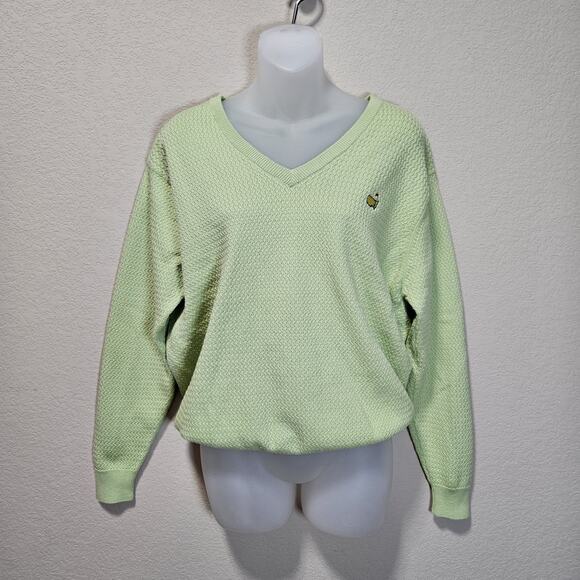 VTG Augusta National Masters Sweater Womens XL Magnolia Lane V-Neck Green Knit - Picture 4 of 14
